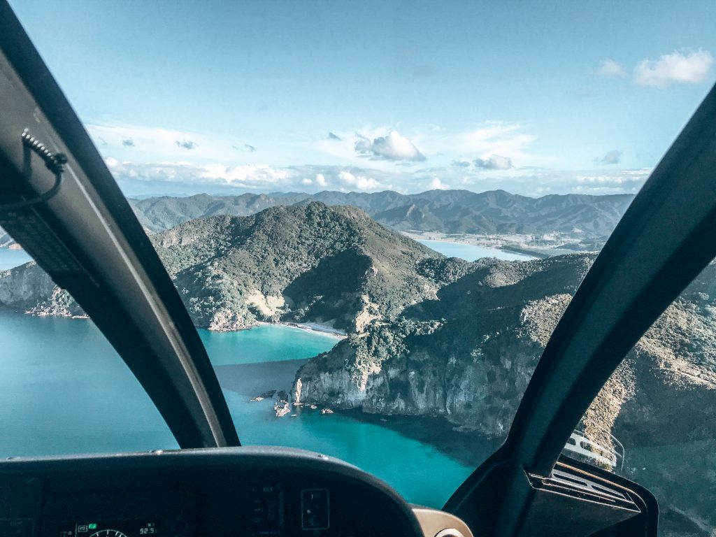 Capture from a helicopter to Coromandel Island